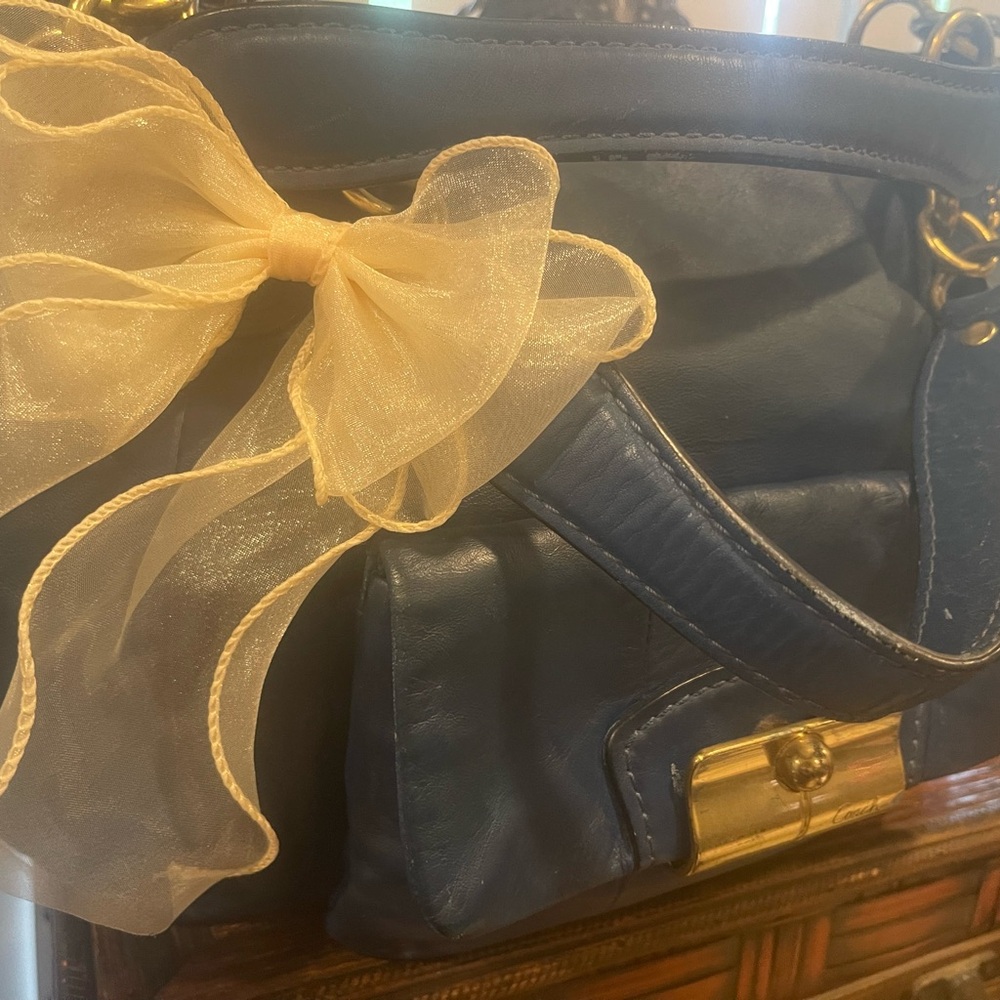 SOLD Coach Blue and Gold Women's Satchel